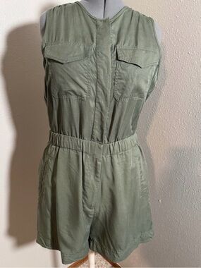 Banana Republic Sage Green Sleeveless Utility Romper
